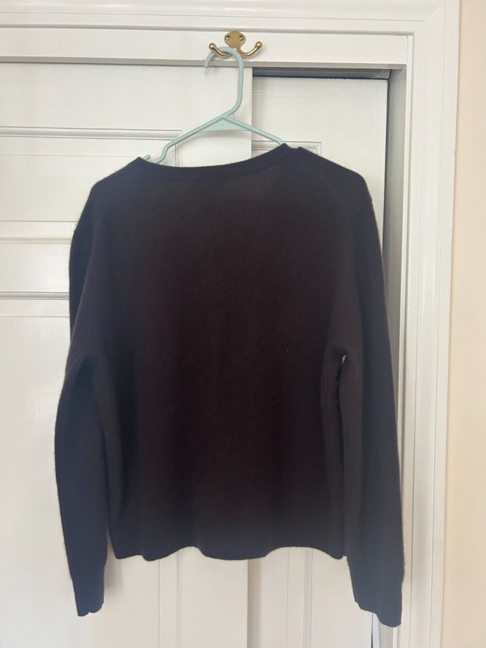 Bloomingdale's 100% Cashmere Crewneck Cardigan Sweater- Brown Size XL - Picture 2 of 4